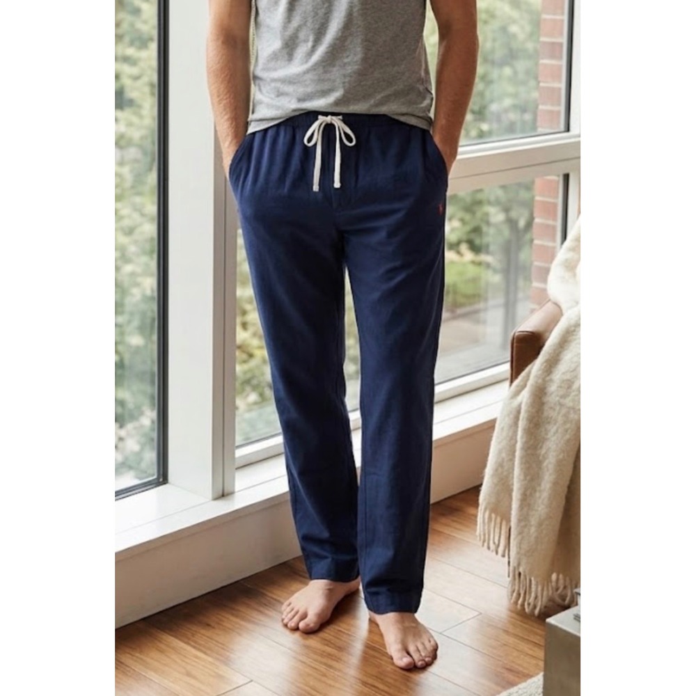 Polo Ralph Lauren Mens Navy Blue Sleepwear Lounge Pants Large Pony Logo